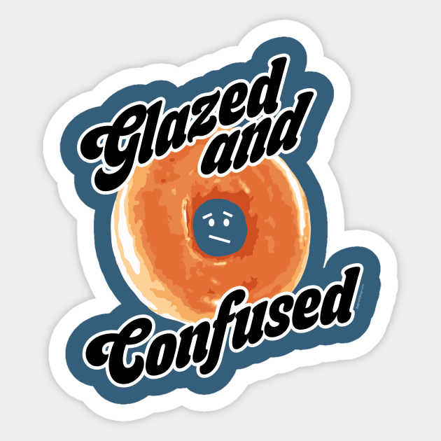 Glazed and Confused - funny vintage 70s donut design Sticker by eBrushDesign